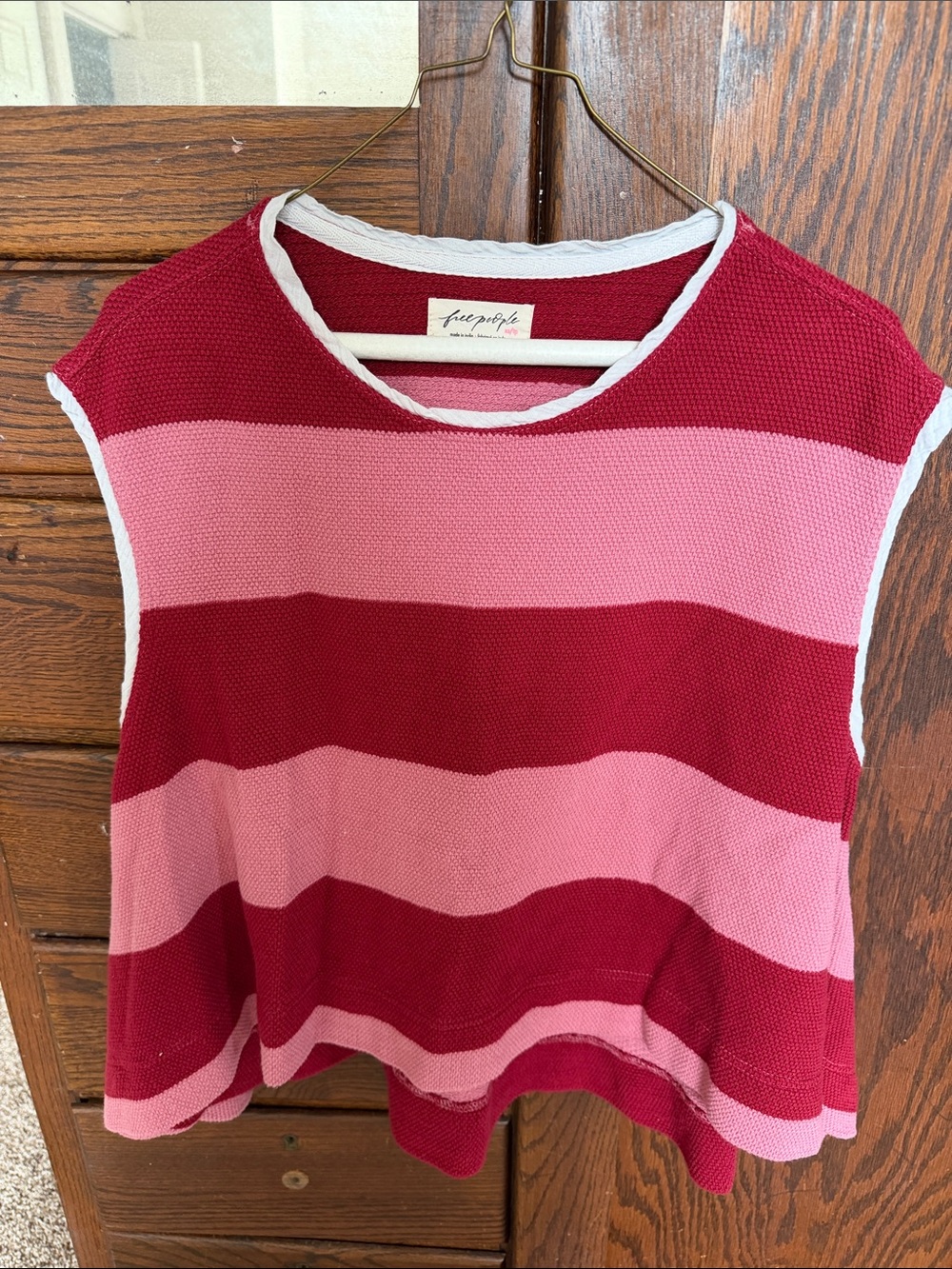 Free People Striped Red and Pink Knit Tank